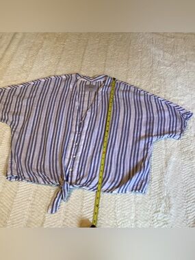Beautiful Rails Large Thea Tie California Striped V Neck Shirt Blouse